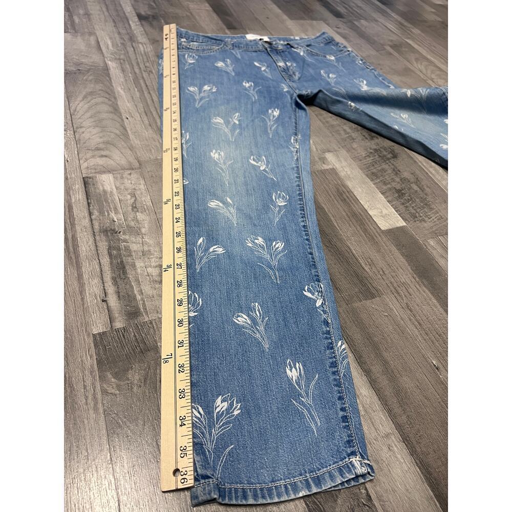 Current/Elliott Floral Print Jeans Women 29 Blue Straight Leg High Rise Designer - Picture 7 of 7